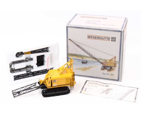 An NZG 1/50 scale boxed diecast model of a No. 500 Weserhutte W180 Drag Line of usual colourway (E), housed as issued in a po