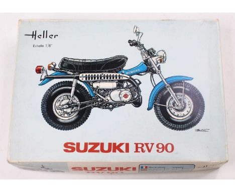 HELLER 1.8 scale, L769 1973 Suzuki RV 90L ‘Van Van’ inc Superdetail with 155 parts, Rare 1st issue 1976, Boivent Boxart (Mint
