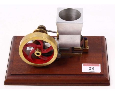 A well engineered Scott Style Vacuum (Flame Gulper) stationary engine, comprising single cylinder driving crankshaft to power