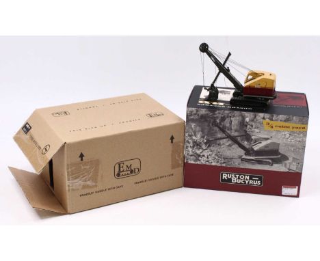 An EMD Models 1/50 scale Ruston Bucyrus 22RB cable shovel, housed in a polystyrene packed box with a factory box
