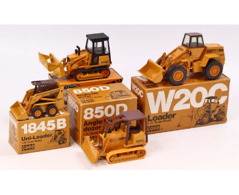 An NZG 1/35 scale Case vehicle construction group of four boxed models to include No. 176 Angle tilt dozer, 850D, No. 196 Uni