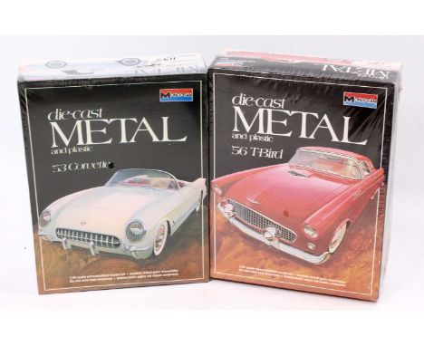 MONOGRAM 1.24 scale, Diecast metal/plastic kit, 1977 original issue, 6100 1953 Corvette Roadster Top up/down &amp; 6101 1956 