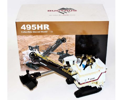 A TWH Collectibles No. TWH012 1/50 scale diecast model of a Ruston Bucyrus 495HR mining shovel, finished in white and black w