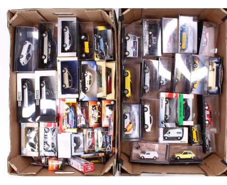 Two trays containing a quantity of mixed scale modern issue diecast to include white box, RAF Corgi and similar, specific exa