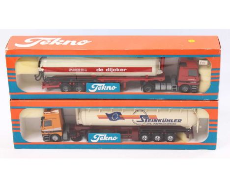 A Tekno 1/50 scale group of two boxed models to include a Mercedes Benz 1843 Steinkuhler Silo Tanker, together with a Mercede