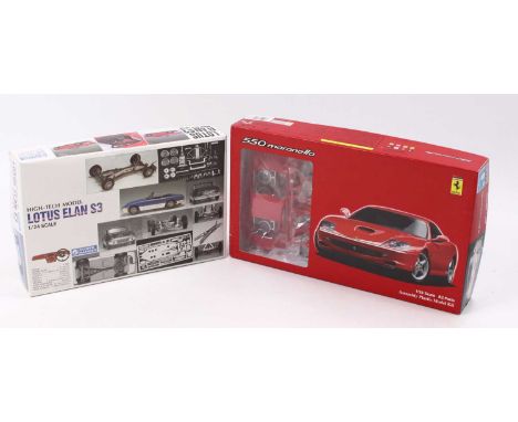 Two Boxed 1/24 scale plastic kits to include; Lotus Elan S3 "Gunze Sangyo" together with Ferrari 550 Maranello (Fujimi RS 6),