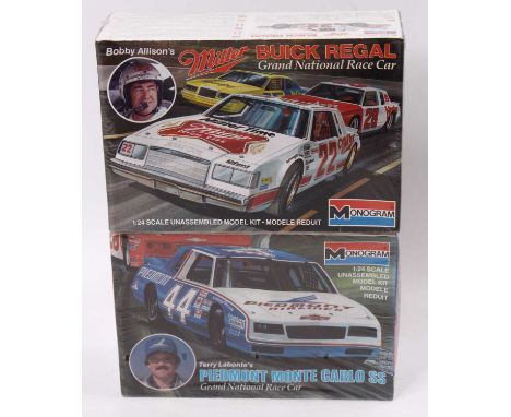 MONOGRAM 1.24 scale, NASCAR kit, 2298 ‘Miller’ Buick Regal V8 #22 Bobby Allison 1983 Champion &amp; 2299 - ‘Piedmont Airlines