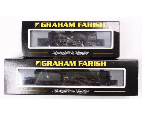 Two Farish N-Gauge locos: 372-600 V2 ‘Green Arrow’ BR green (NM) (BNM); 372-528 BR 2-6-4 standard tank lined black 80036 (E)(