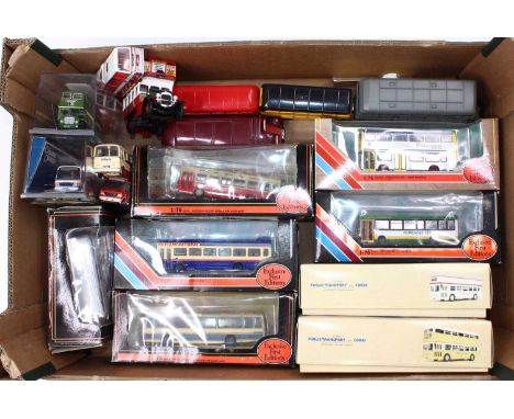 One tray containing a quantity of mixed EFE and Corgi mainly 1/76 scale public transport diecast miniatures to include a West