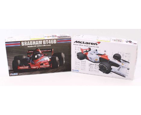 Fujimi two 1/20 scale boxed plastic formula 1 kits to include; Mclaren MP4/6 Senna together with Brabham BT46B Lauda Fan Car