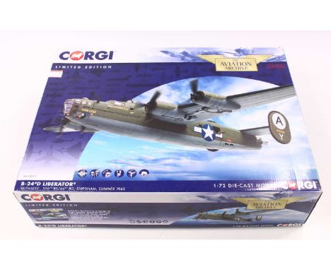 A Corgi limited edition 1/72 scale Aviation Archive No. AA34017 B24D Liberator housed in a polystyrene packed box with a coll