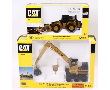 A Norscot 1/50 scale group of two to include No. 55026 Cat 980 G Forest Machine, together with No. 55122 Cat W 345 B Series 2