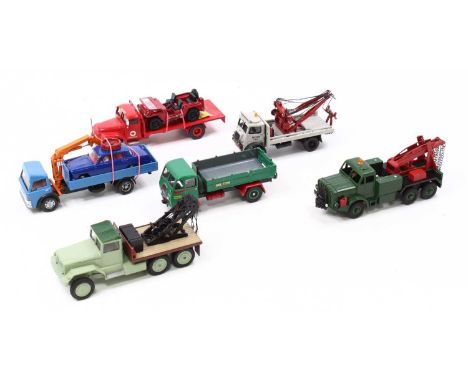 A Dinky &amp; Corgi Code 3 1/50 scale group of 6 loose diecast to in clude International 6x6 truck with light green body and 