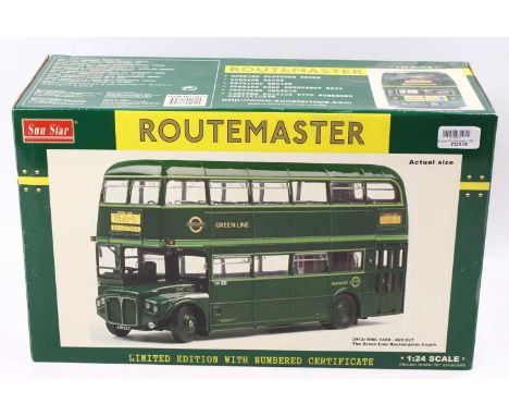 A Sun Star No. 2912 1/24 scale limited edition diecast model of a 469CLT Greenline Routemaster Coach housed in the original p