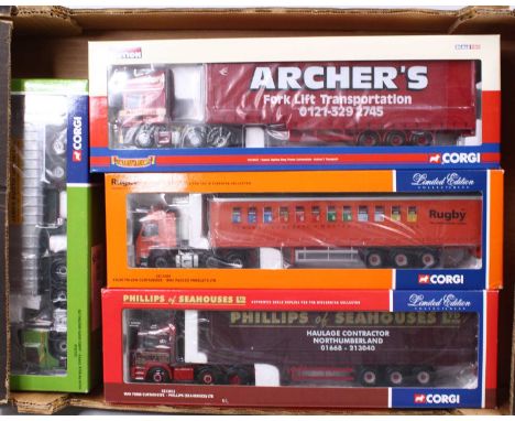 A Corgi limited edition 1/50 scale group of four boxed modern issue haulage models to include No. CC12927 Scania Topline step