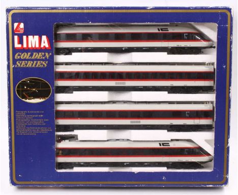 Lima Golden Series 149742 GP IC EMU 4-car set with operating pantograph catenary system, white with black stripe at window le