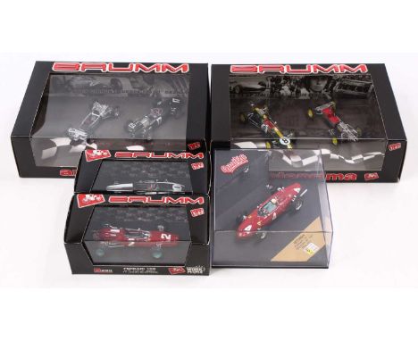 Five 1/43 scale 1960s Formula 1 world champions modern issue diecast to include; Brumm Cooper T53 by Jack Brabham, Quatzo Fer