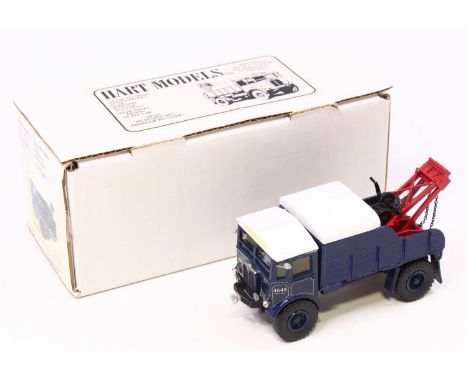 A Hart Models No. HT101 white metal and resin kit for a Pickfords AEC Matador recovery vehicle in blue body with white roof, 