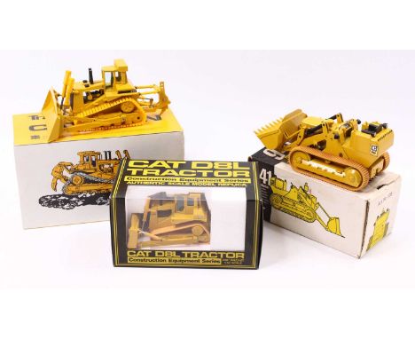 An NZG/Conrad and other make 1/50 scale group of three earthmoving/construction Caterpillar models to include No. 108 track t