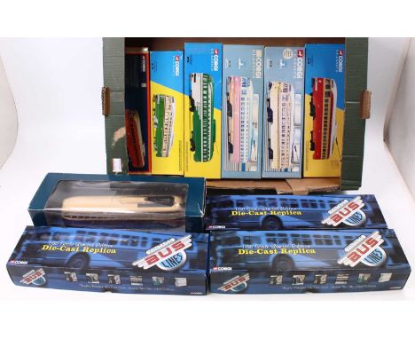 A tray containing Corgi 1/50 scale Vintage Buslines/Classics to include No. US55024 Baltimore Transit PCC Streetcar, No. US55