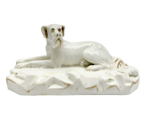 Early 19th century Grainger, Lee &amp; Co., Worcester porcelain model of a Great Dane, circa 1820-1837, modelled in recumbent