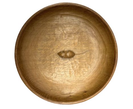 'Mouseman' circular tooled oak fruit bowl, mouse signature carved to centre, by Robert Thompson of KilburnDimensions: Depth/D