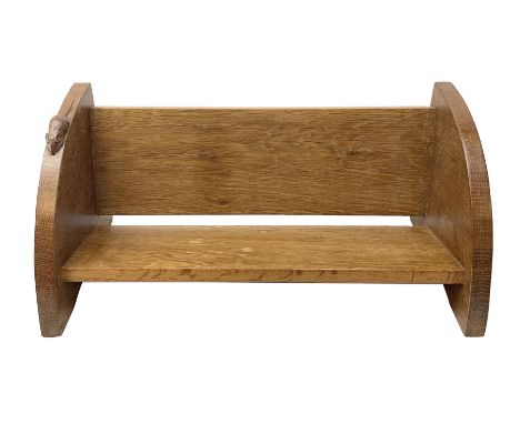 'Mouseman' oak book trough with carved mouse signature, by Robert Thompson of KilburnDimensions: Length/Width:&nbsp;46cm&nbsp