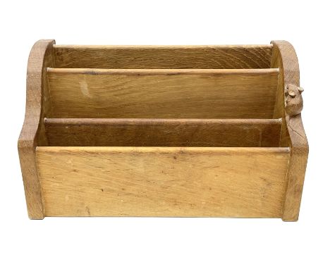 'Mouseman' oak letter rack with three divisions and carved mouse signature, by Robert Thompson of KilburnDimensions: Height:&