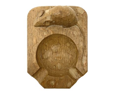 'Mouseman' oak ashtray with carved mouse signature, by Robert Thompson of KilburnDimensions: Length/Width:&nbsp;10.5cm&nbsp;