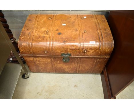 A vintage metal travel trunk, having scumbled effect finish, width approx. 64cm