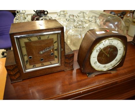 Two early 20th Century oak cased mantel clocks