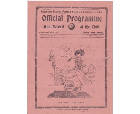 TOTTENHAM - READING 1930 Tottenham home programme v Reading, 30/8/1930, Division 2, slight folds, no writing. Generally good