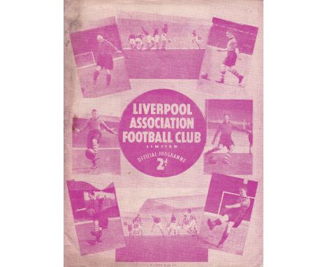 LIVERPOOL-PRESTON 1938 Liverpool home programme v Preston, 31/12/1938, fold, staple removed, slight ageing, no writing. Gener