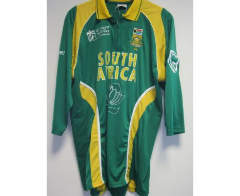 CRICKET ANDREW HALL South Africa World Cup 2007 playing shirt , long sleeves with "Hall 99" on the back. Worn by Andrew Hall 