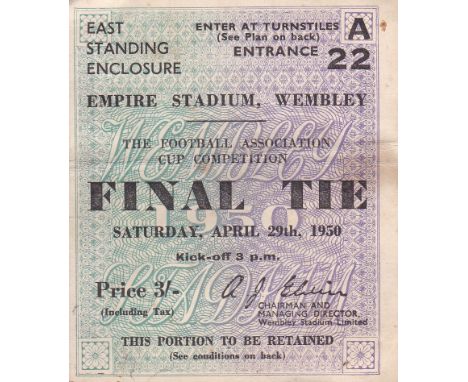 1950 F.A. CUP FINAL TICKET Arsenal v. Liverpool ticket 3/- Ent. 22. Slightly marked and horizontal crease. Fair to generally 