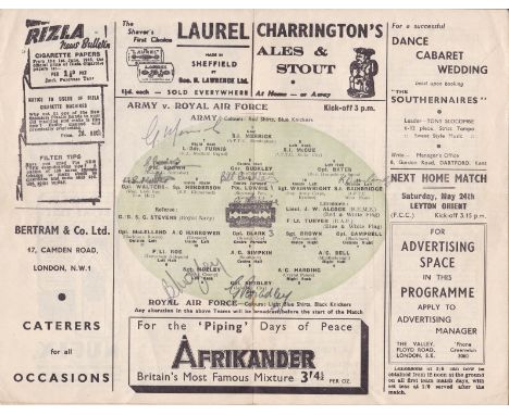 CHARLTON - REPRESENTATIVE 47 - AUTOS Charlton programme issued for Army v Royal Air Force game at The Valley, 17/5/47. Eight 