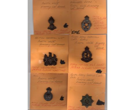 WW2 war economy British military cap badges ; Royal Artillery; General List; Royal Army Service Corps; Royal Army Medical Cor