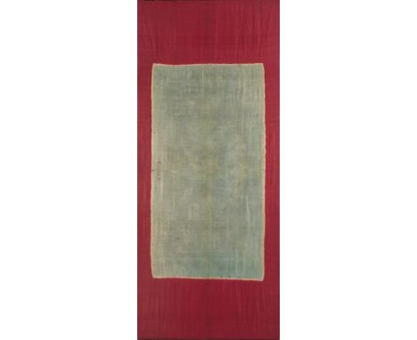 A SILK LAWON, PALEMBANG, SUMATRA, INDONESIA, 1850-1900 of rectangular form, handwoven silk, resist dyed with tritik process, 