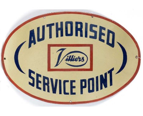 An oval Villiers Authorised Service Point enamel sign61 x 41cms, close inspection advised. Footnotes:All lots are sold 'as is