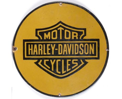 A circular Harley-Davidson Motor Cycles enamel sign46cms diameter, close inspection advised. Footnotes:All lots are sold 'as 