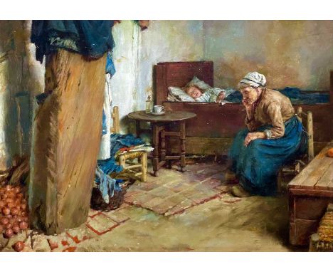 Walter LANGLEY (1852-1922) Interior Oil on mahogany panel, signed, 26x37cmA West Country estateThis oil has been cleaned to a