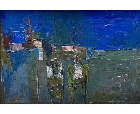 Peter OLIVER (1927-2006) Figures On a Beach, circa 1958  Oil on board21 x 29.5cmProvenance - No. 35 in the 1994 Retrospective