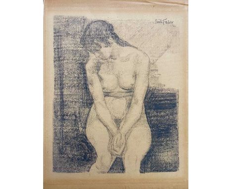 Emile Barthelemy FABRY (1865-1966) Untitled (Seated figure) Graphite on paper, signed, 48 x 36.5cm.Emile Barthelemy Fabry, is