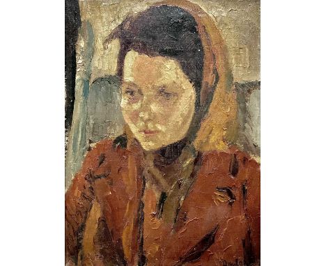 Ronald Ossory DUNLOP (1894-1973) Portrait of a Lady in Red Jacket  Oil on canvas, signed, 39 x 29cm.This oil is in good stabl