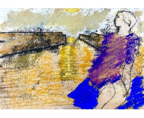 John EMANUEL (1930) Harbour Sunset  Mixed media & monotype21 x 30cmThis unframed piece has a number of small creases to its c