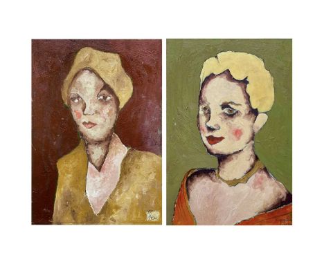 Benjamin CARRIVICK (1980) Untitled (Female portrait) Oil on boardSigned29 x 20cmandBenjamin CARRIVICK (1980)Untitled (Female 