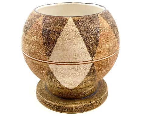 Troika POTTERY (XX) Globe Vase Stoneware, displays the mark of Louise Jinks, a decorator at Troika Cornwall from 1976 to 1981