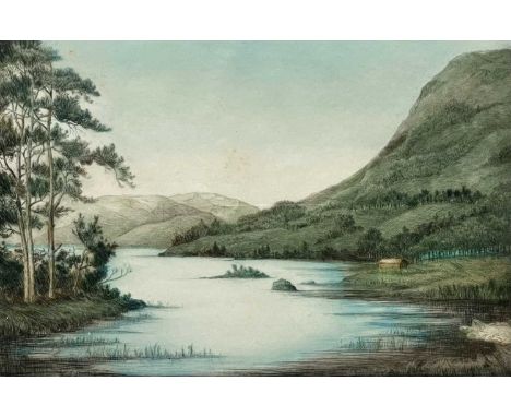 Harold THORNTON (1892-1958) Rydal Water  Etching in colours, signed, image size: 20 x 30cm. 