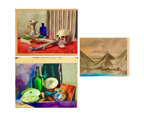 Elizabeth Rosemary ZIAR (1919-2003) The Green Bottle Watercolour, signed and inscribed, 27 x 37cm. Along with two other works