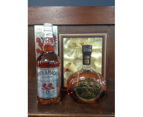 WHYTE & MACKAY AGED 21 YEARS Blended Scotch Whisky 70cl, 40% volume, in box with scroll. WHYTE & MACKAY AGED 13 YEARS Blended